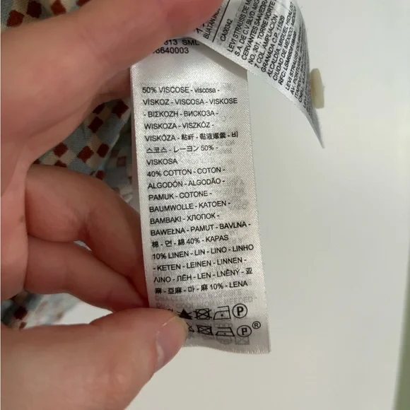 Levis Camp Shirt Womens Medium Checkered Print Linen Cotton Blend - Picture 6 of 7